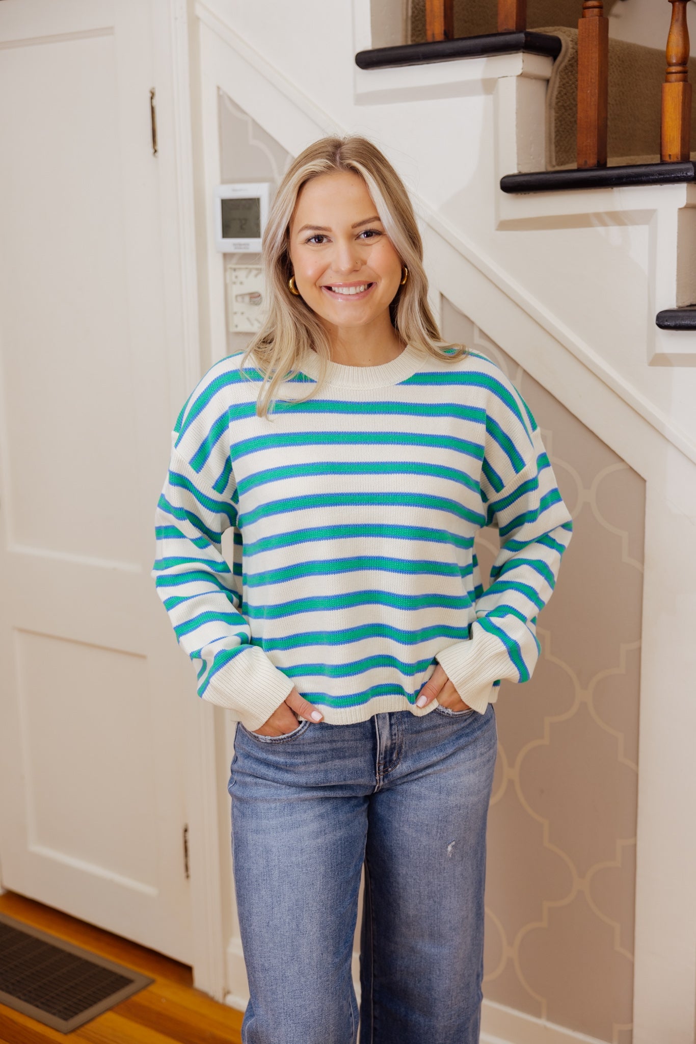 Blue/Green Striped Sweater